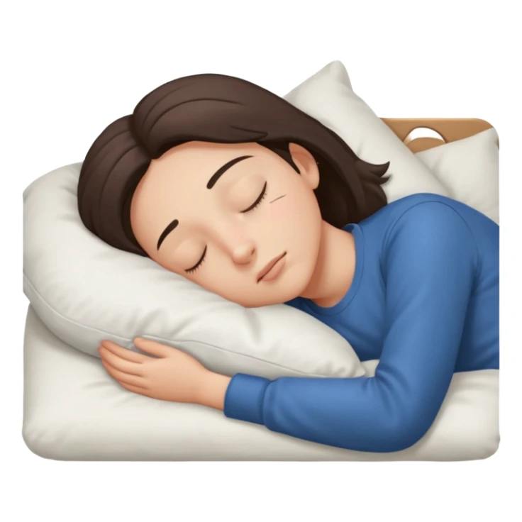 middle school student sleeping in bed, head on pillow, eyes closed, soft lighting sticker