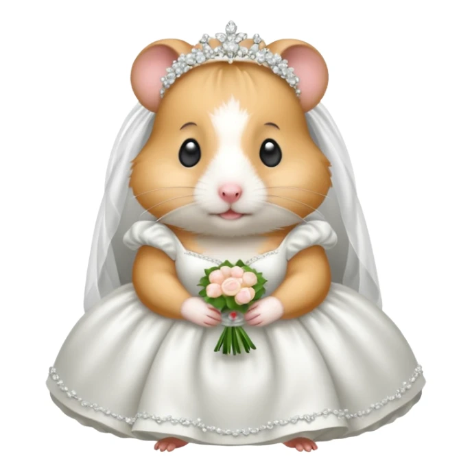 Hamster wearing a wedding dress sticker