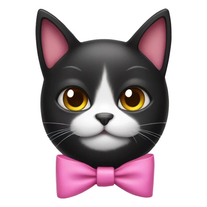 Black cat wearing a pink bow sticker