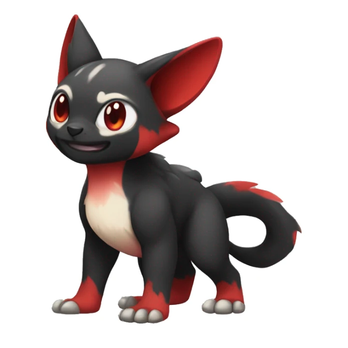 Cute cool black red animal hybrid Fakemon full body sticker