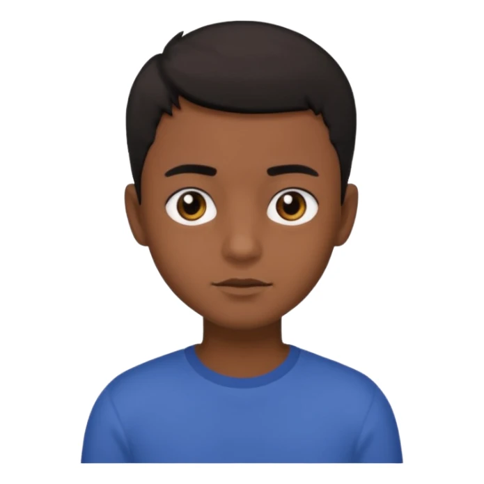 Dark brown boy, with short black cool hair, black eyes sticker