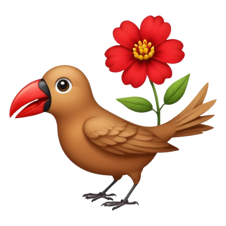 A bird carrying a red flower in its mouse  sticker