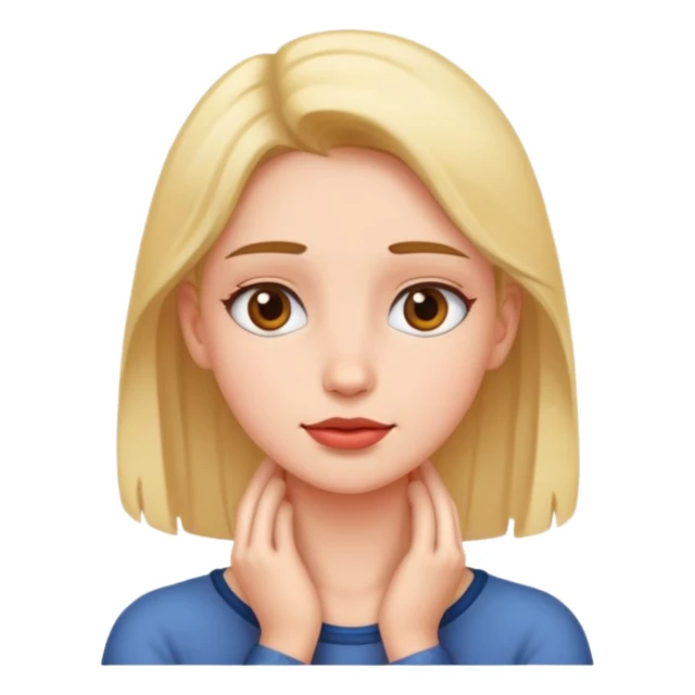 a girl and she has both her hands on her neck  sticker