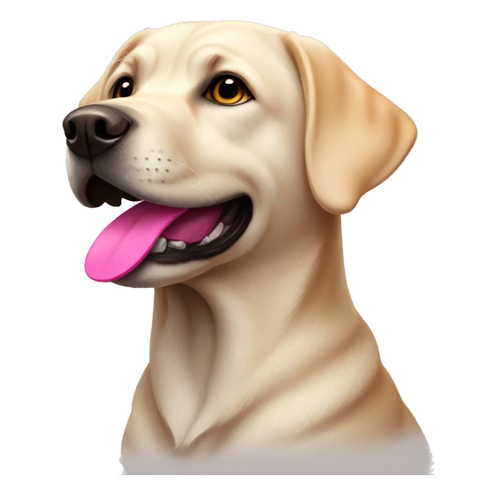 Labrador dog with bright pink collar sticker