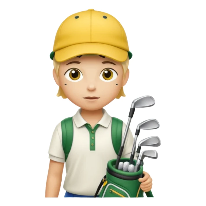 young child beginner golfer yellow default skin. with golf bags on their backs  sticker