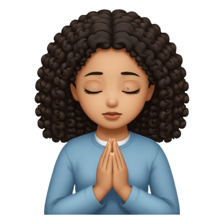 brown girl praying curls black hair and eyes closed sticker