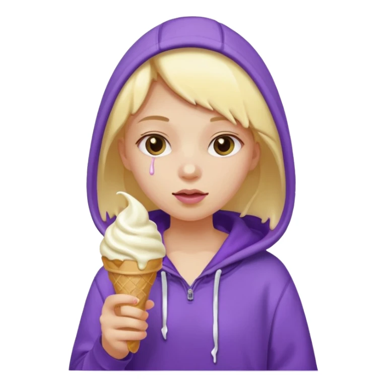girl in purple hoodie holding ice cream sticker