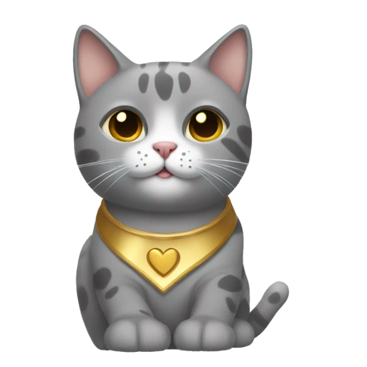 grey cat with spots with golden heart collar sticker