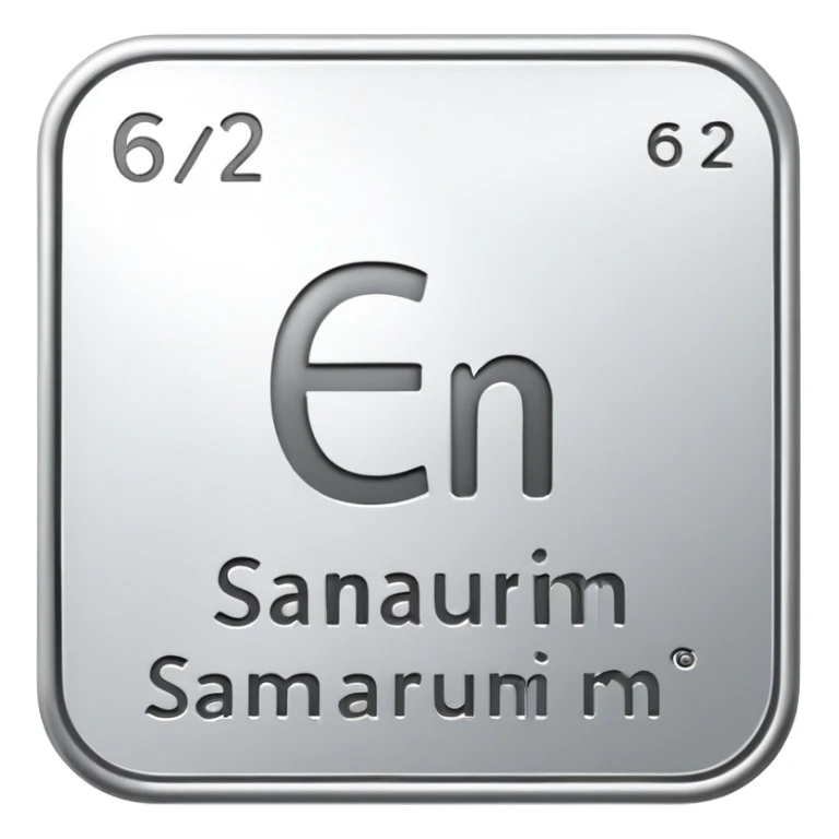 samarium element, rare earth metal, silvery white metal, chemical element Sm, atomic number 62 sticker