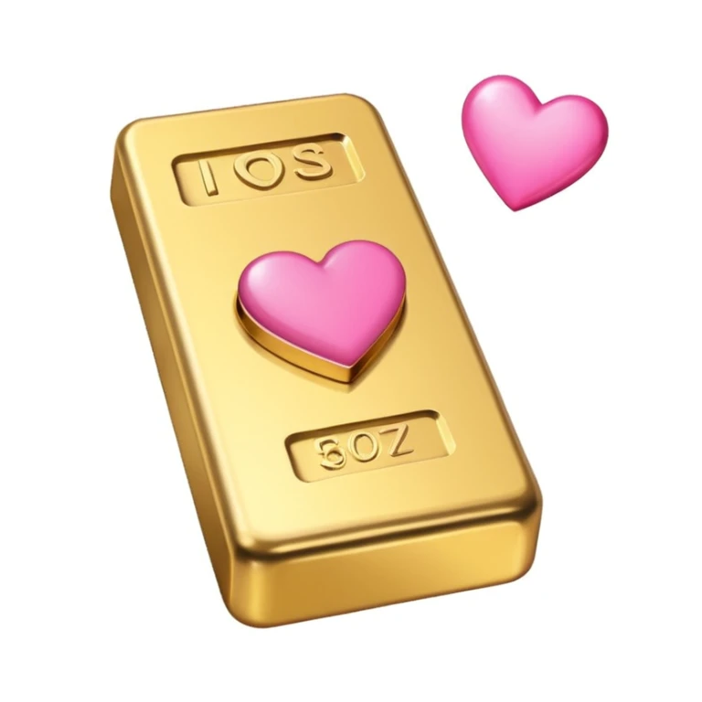 gold bar in pink, with a heart sticker