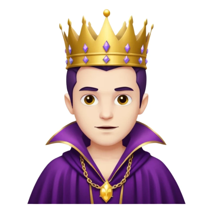 Vampire King, Young vampire king in purple robe, wearing a crown, confident smirk. sticker