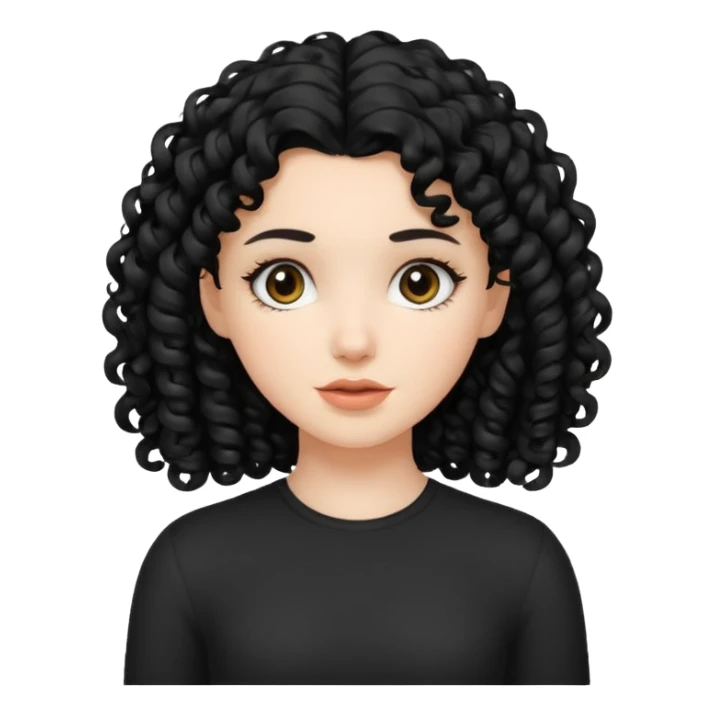 White girl with black curly hair sticker