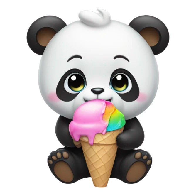 Panda eating ice cream sticker