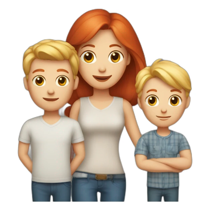 Mom red hair and dad blond and son blond with deer toy sticker