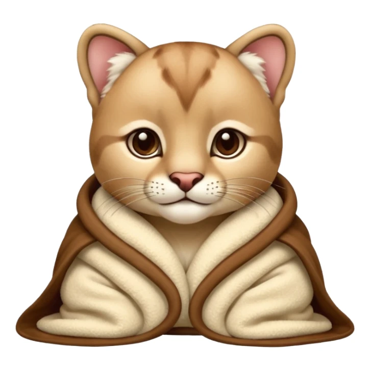 Cozy puma cougar cub in blanket sticker