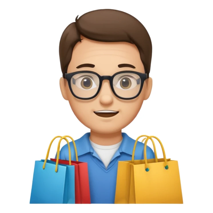 man with glasses holding shopping bags sticker