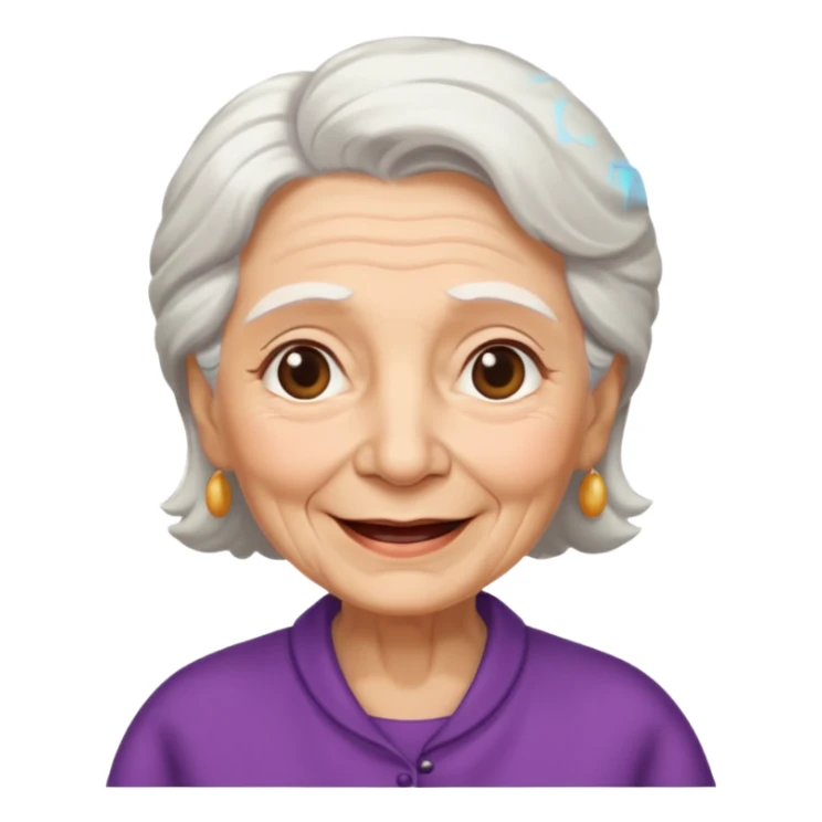 Abuela, muchas arrugas, aspecto feliz, el pelo blanco sticker