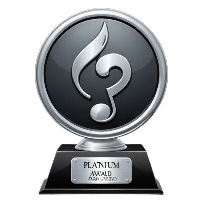 A dark metal platinum music award plaque sticker