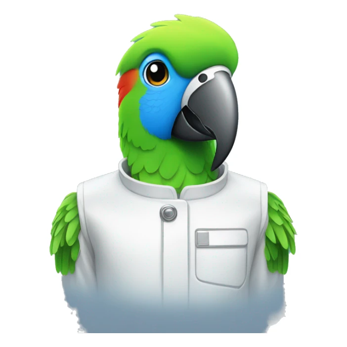 Parrot wearing a Cleanroom suit sticker