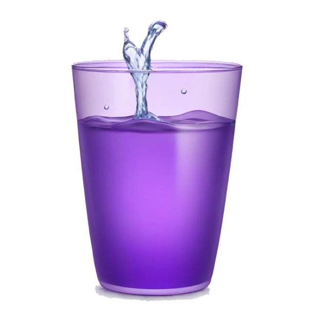 splashing glass of water in a shiny purple cup sticker