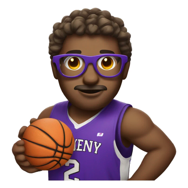 a basketball wearing purple glasses sticker