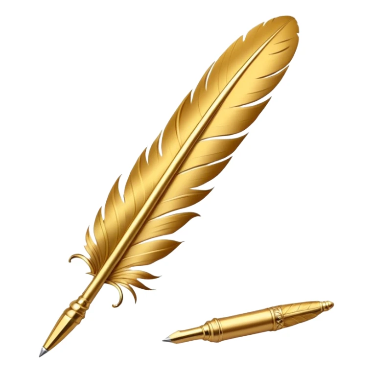 3D perspective academic premium golden ink feather pen sticker