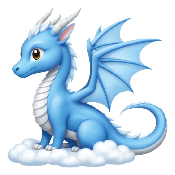 Sky dragon With her elongated, sleek sky-blue form and soft,fluffy cloud-white wings, ears, and tail sticker