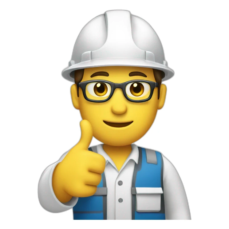 engineer wearing a white construction hat and giving a thumbs up with his hand sticker
