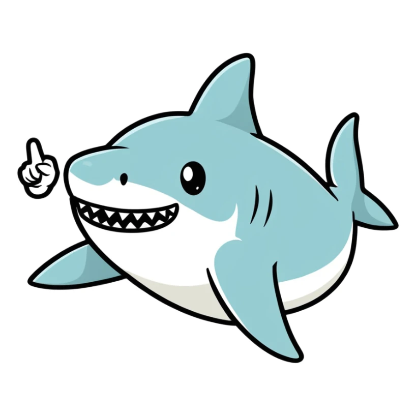 shark putting up the middle finger sticker
