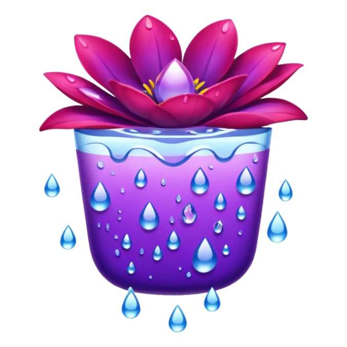 Receptacle red in soft purple, and vivid violet, with realistic soft petals that display water droplets  sticker