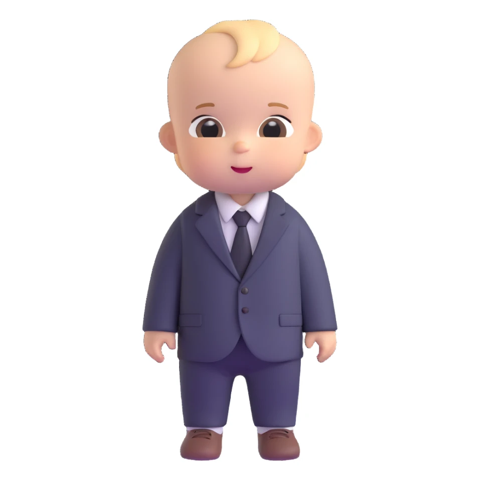 adorable baby mafia boss in oversized suit sticker