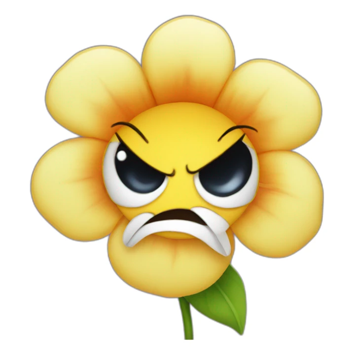 Angry emoji with a flower on top sticker