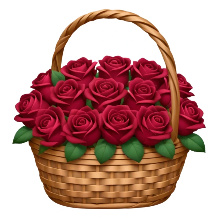 burgundy Valentine’s day rose basket sticker
