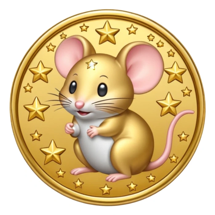 mouse coin with stars around it
 sticker
