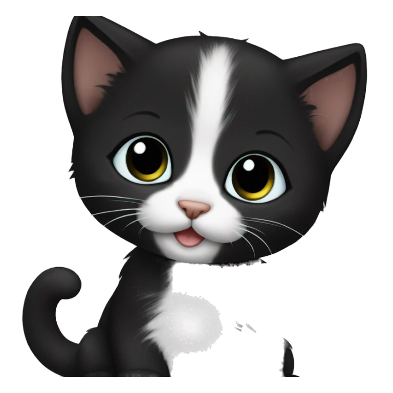 Cute baby black kitten sticker