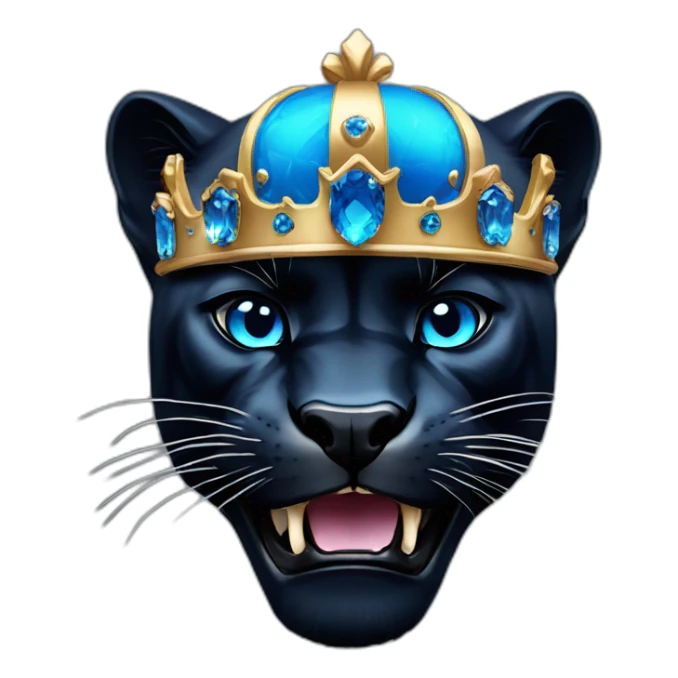 Black panther roaring and wearing a crown with blue crystals. sticker