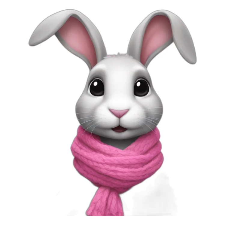 a rabbit with a pink scarf around its neck and paint around its eyes with black pencil sticker