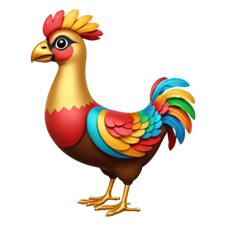 A 3D cartoon Sankofa bird with its head turned backward holding an egg in its beak, symbolizing learning from the past, vibrant colors, smooth lighting, Memoji-style rendering. sticker