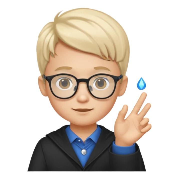 3D imoji of  The little boy who is a magic designer, he is a graphic designer, he should not be holding anything hand down sticker