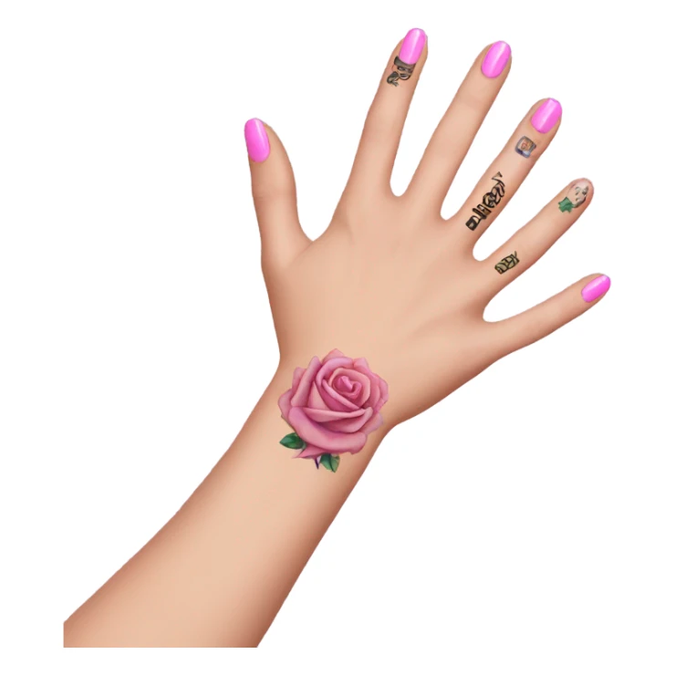 White girl arm with pink nails and tattoos sticker