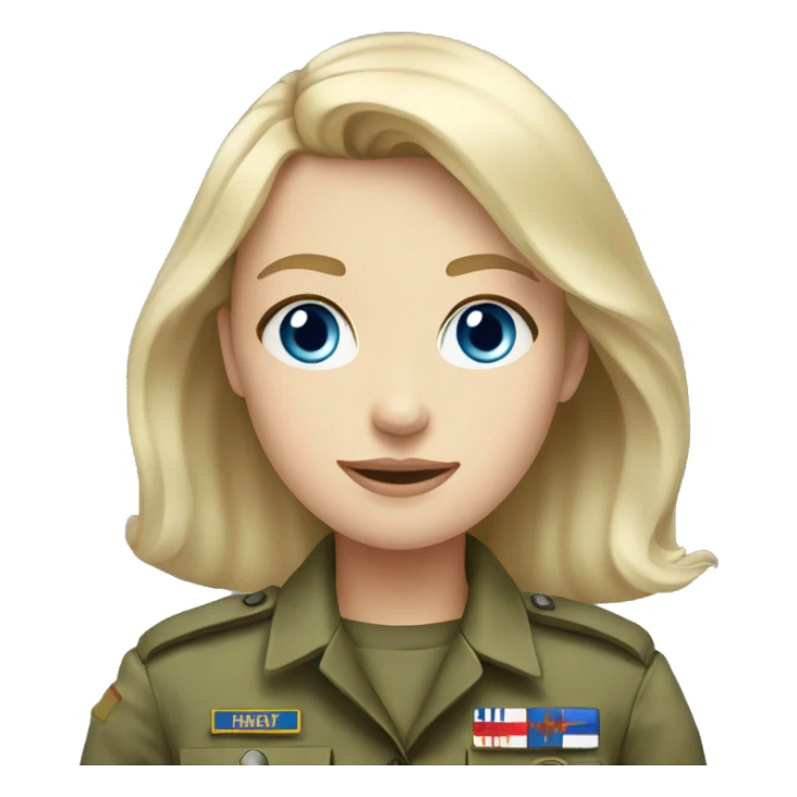 pale blonde girl with blue eyes in army uniform sticker