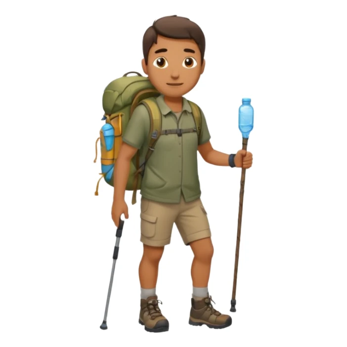 memoji face iphone: men, a solo hiker with carrying a few items and make it face only sticker
