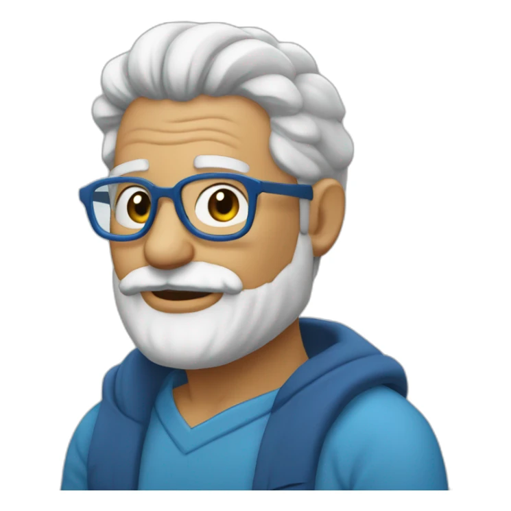 Abuelo lentes azules pelo corto y barba corta sticker