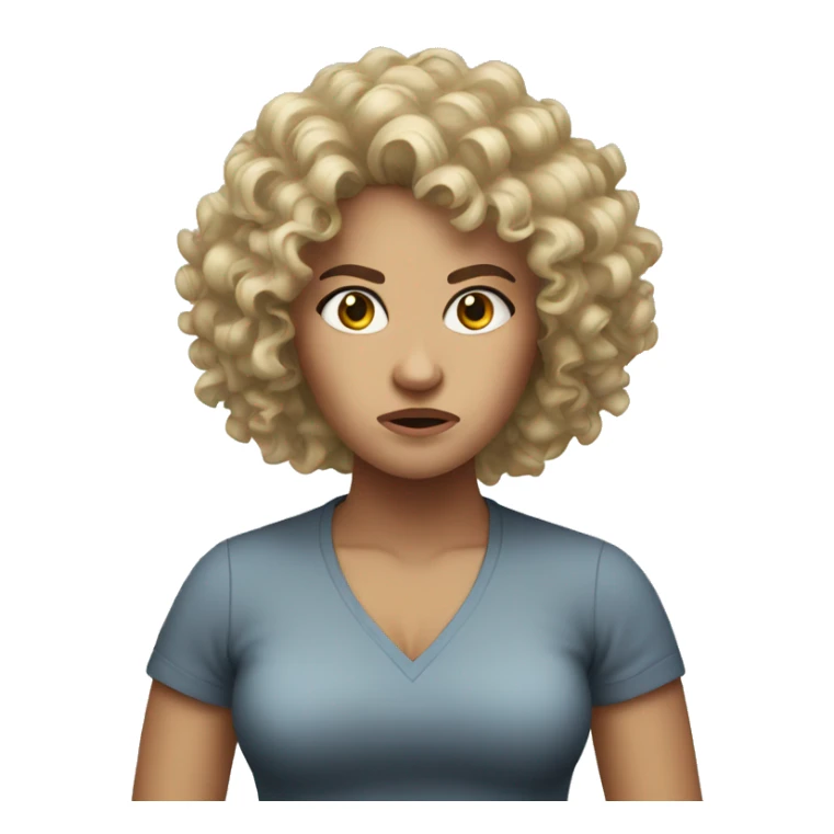 White women curly hair angry sticker