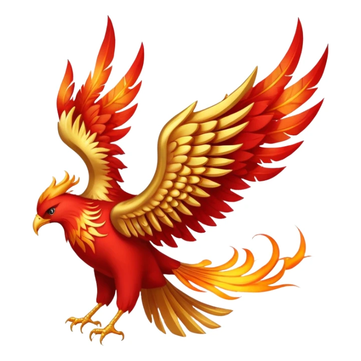 Red and gold rising phoenix, rebellion symbol from Morning Star sticker