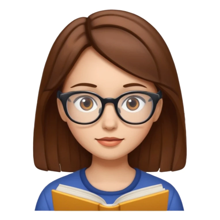 A girl with brown hair and reading glasses sticker