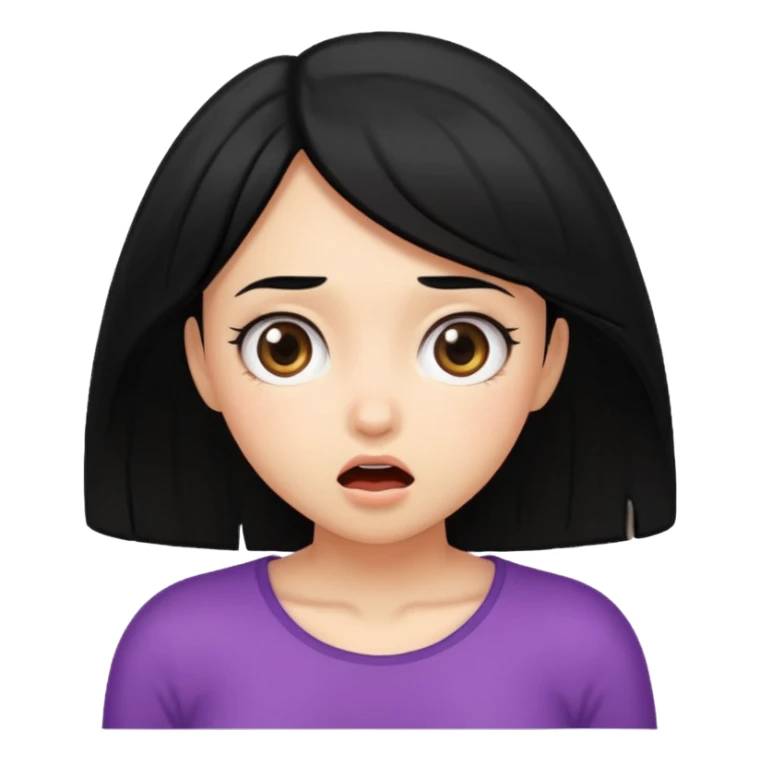 A girl with black hair surprised bending over sticker