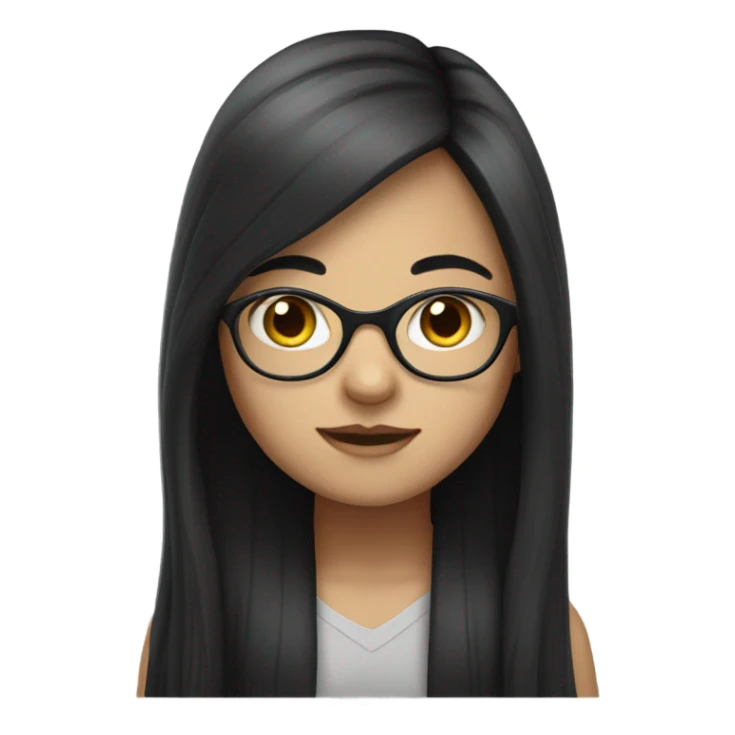 long haired white girl with glasses and black hair sticker