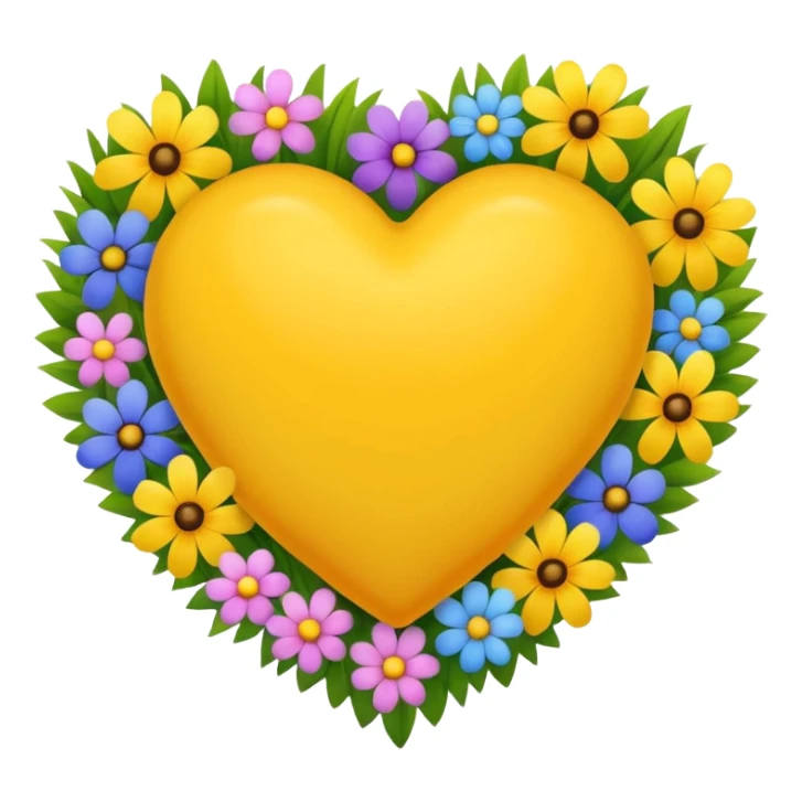 yellow heart with beautiful colorful field flowers around its border sticker