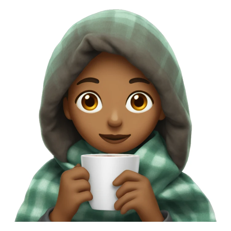a girl drinking hot chocolate with blanket sticker